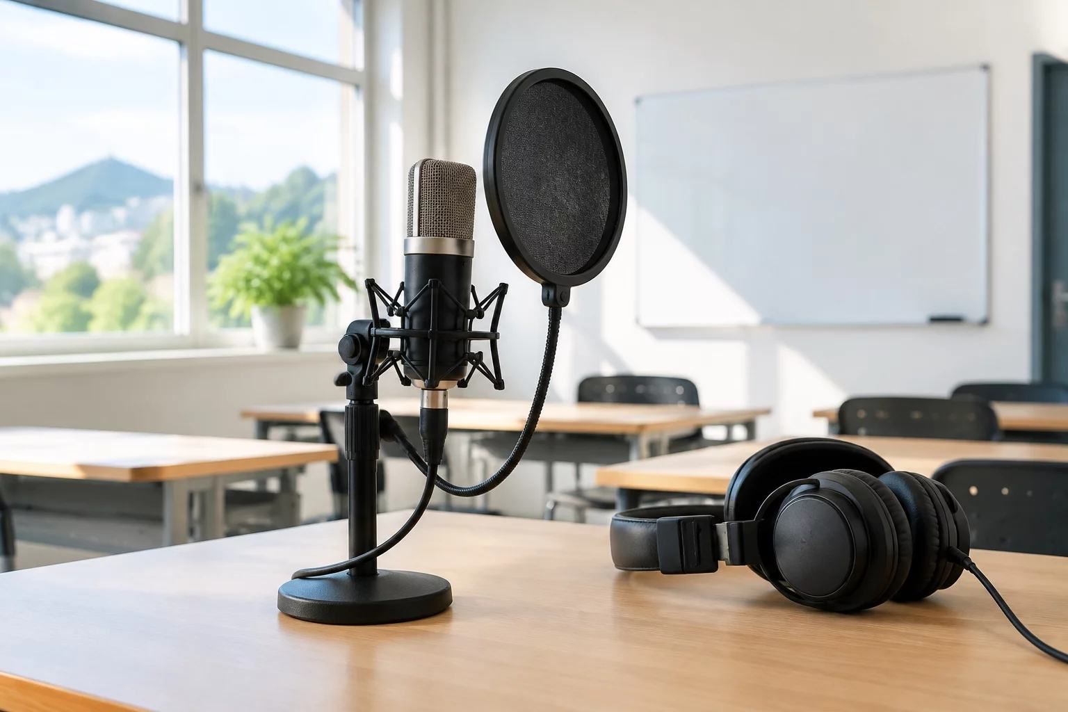 Microfone para os exercícios de voz