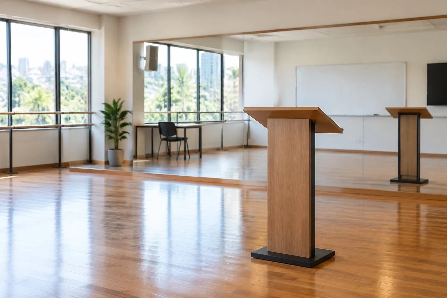 Sala de ensaio com espelho